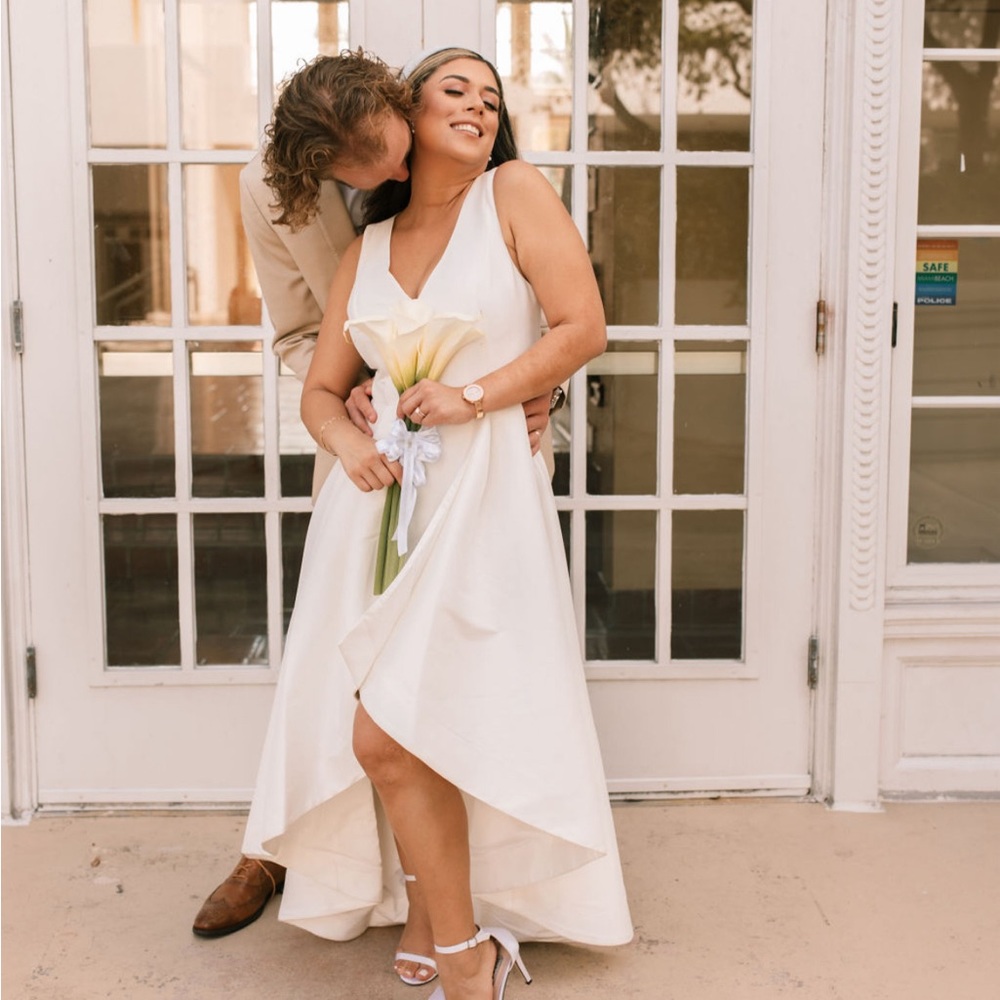 Calvin Klein high low gown